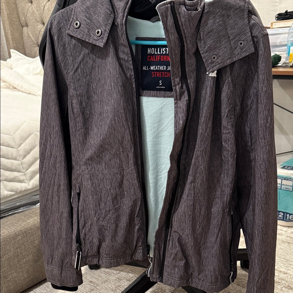Hollister Men's Charcoal Windbreaker Jacket